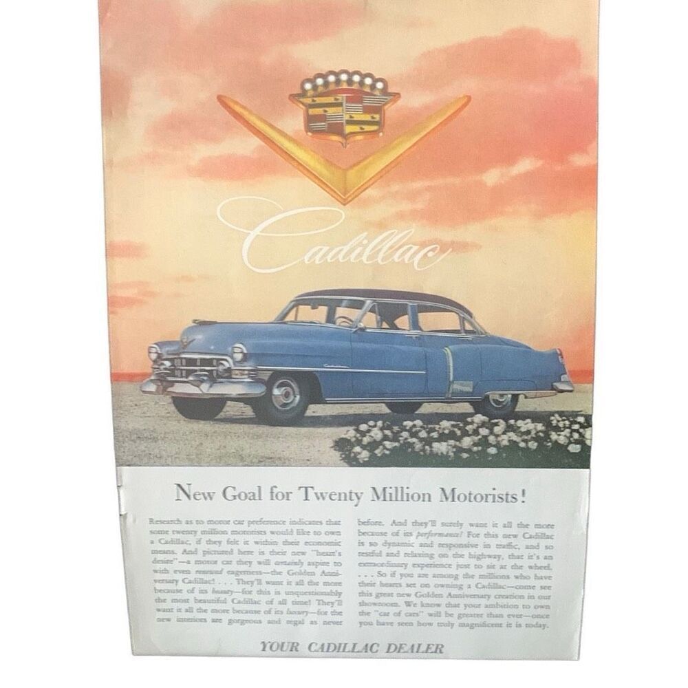 Vintage 1952 Cadillac New Goal for Motorists Ad Advertisement